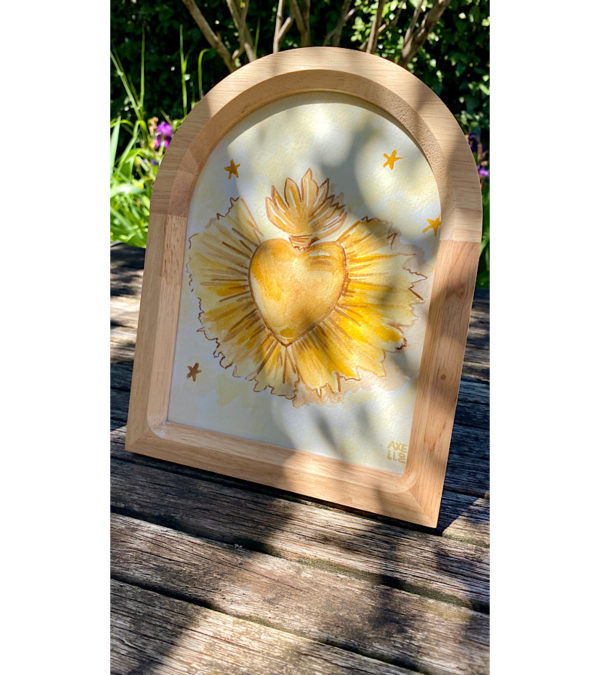Aquarelle Ex-voto “Cœur solaire” – Intention de rayonnement 2